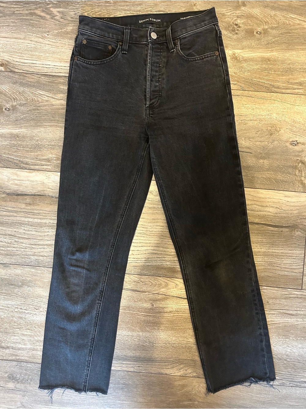 Denim Forum Arlo High Rise Black Straight Leg Jeans size 26 Aritzia